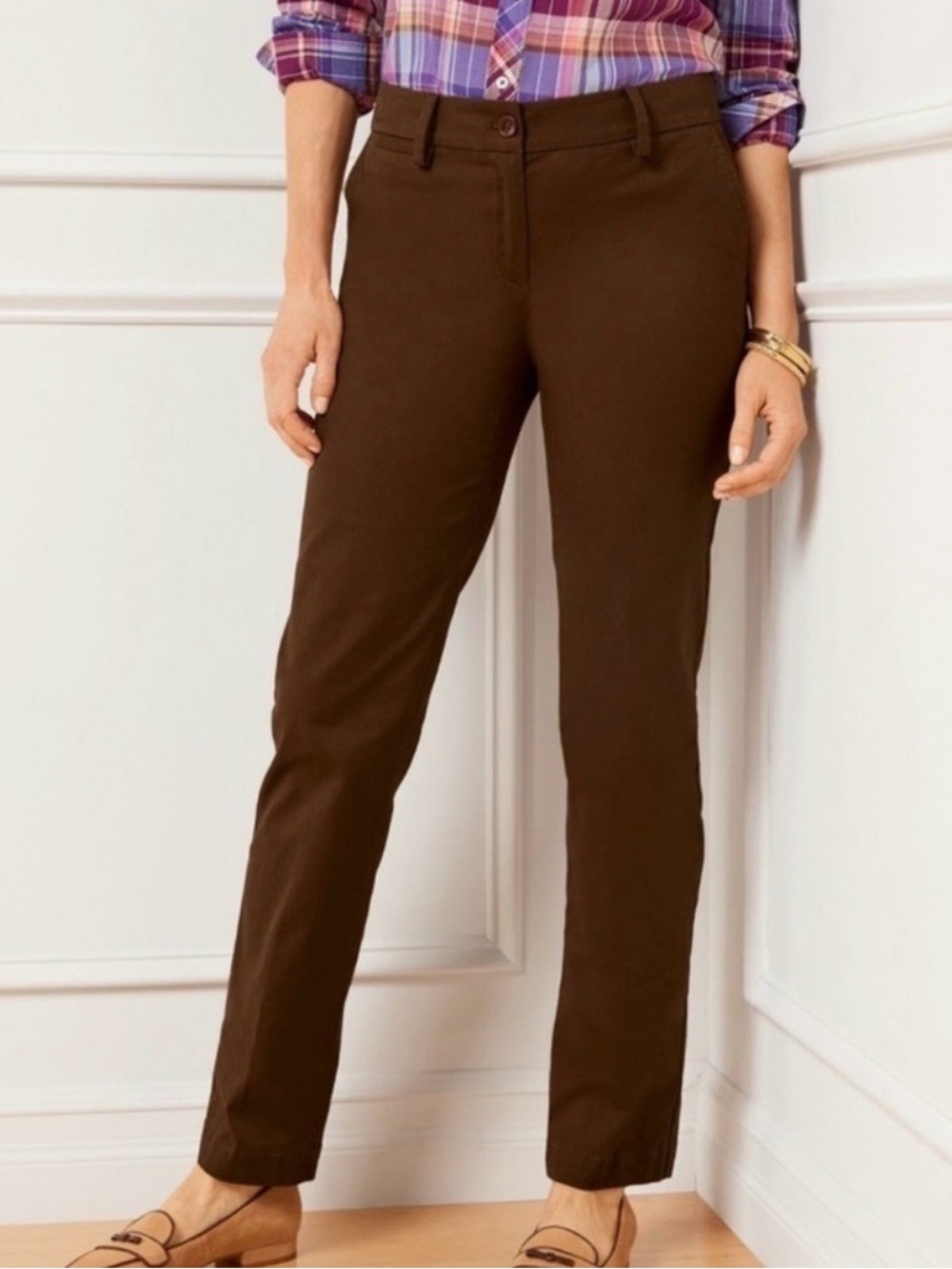 Talbots Brown pants 4 The Perfect Chino chocolate trouser straight leg cotton